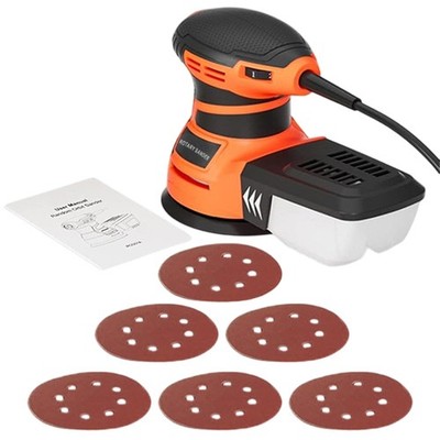 350W Exzenterschleifer Hand 125mm 5'' Handschleifer 6 Geschwindigkeiten 13000U/min mit Staubbox