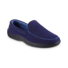 Isotoner Men's Roman Recycled Fleece Moccasin Slippers Navy Blue