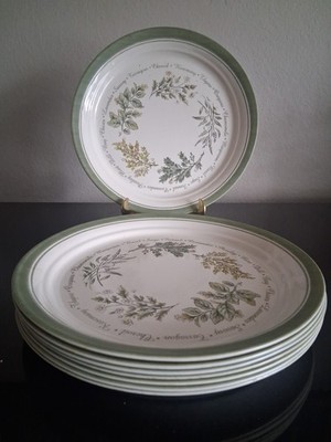 Vintage Corning Ware Corelle THYMELESS HERBS Eight (8) Dinner Plates 