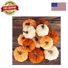 12pcs Adorable Velvet Pumpkins - Ideal for Halloween and Thanksgiving Decor