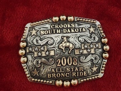 Rodeo Champion 2008 Bronc Riding TROPHY BUCKLE Crooks South Dakota RARE T33