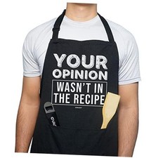 VAGAVY 100 Cotton, Black Funny Aprons for Men, Dad, Husband - Birthday,