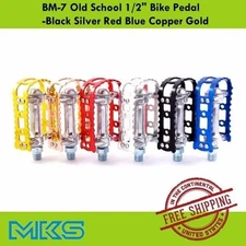MKS BM-7 Old School 1/2" Pedal BMX Road City Bike-Black Silver Red Blue Copper
