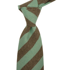  190 NWOT Paglia Teal  Black Striped 100 Cashmere Neck Tie Handmade Italy 3.6W