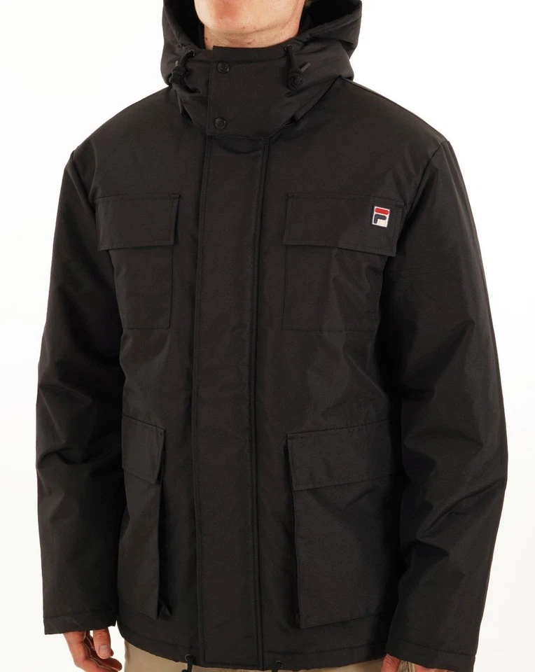 Fila Vintage Liam Cargo Padded Jacket Black - Image 3 of 4
