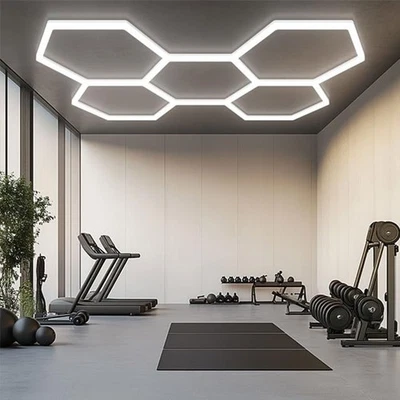 5x Hexagon LED Lampe Deckenleuchte für Garage, Werkstatt, Fitnessstudio, Keller