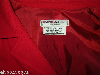 8K+ YVES SAINT LAURENT Rive Gauche JACKET Wool Knit Red Blazer Dress Top Coat 42