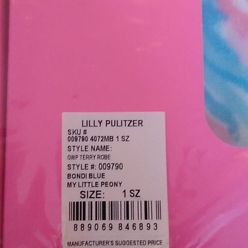 Lilly Pulitzer OS Frottee-Morgenmantel mit Gürtel, Bondi blau, My Little Peony, S-XL - Bild 3 von 3