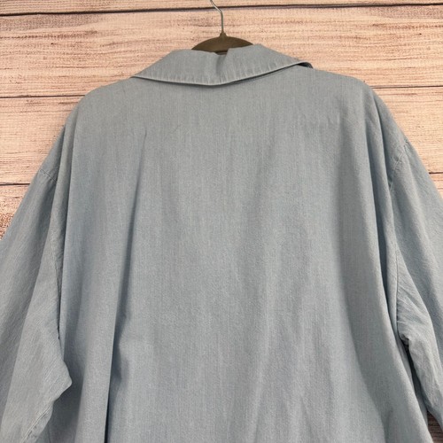 Eloquii Chambray Ruffle Tie Front Denim Shirt Women's Size 24 Blue NEW - 第 4/12 張圖片