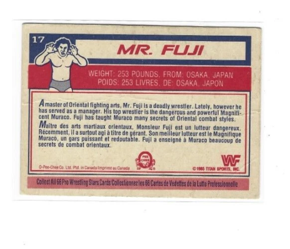 1985 O-Pee-Chee WWF #17 Mr. Fuji RC VG - Image 2 of 2