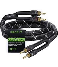 Gearit 12AWG Premium Heavy Duty Braided Speaker Wire (3 Feet) with Dual Gold Pla