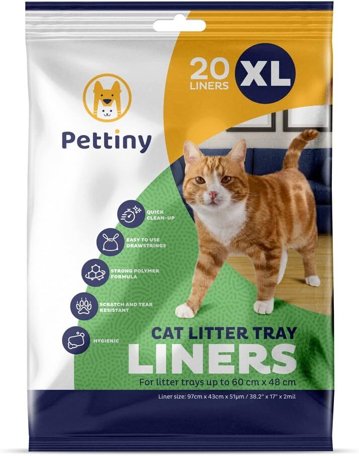 20 XL Cat Litter Tray Liners with Drawstrings Scratch Resistant