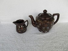 Vintage Porcelain / Pottery Lidded Tea Pot Creamer  Set   JAPAN 