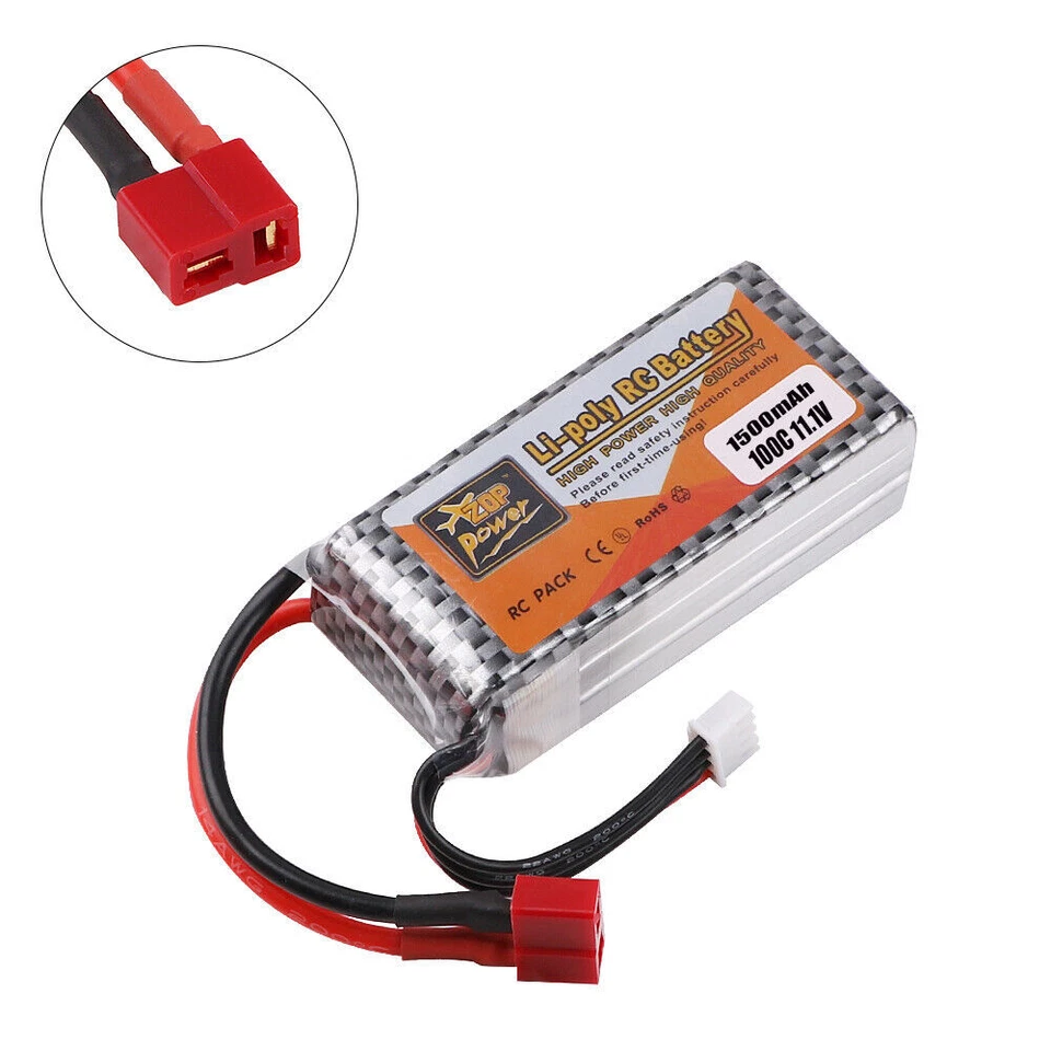 8X 11.1V 1500mAh 3S LiPo Battery 100C T Plug for RC Drone Car Boat Airplane Heli - Image 3 of 4
