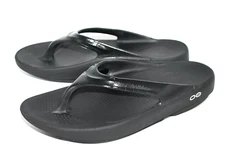 OOFOS Oolala Thong Flip Flop Recovery Sandal Women Size 6 Black Patent on Black