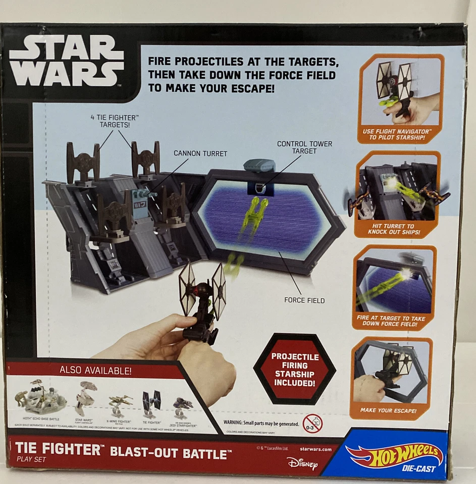 Hot Wheels Star Wars Die Cast TIE Fighter Blast-Out Battle Juego Disney Foto 3 de 4