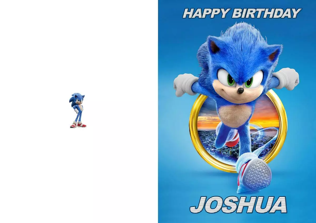 Sonic Birthday Card - Personalised With Any Name and Age