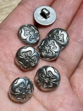 7 X Silver Shank Clover buttons 15mm Jacket Blazer Coat Dresses Ref30