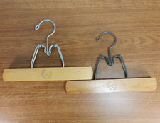 Walker - Wood Pants Hangers - TWO - 2 - Spring Loaded - Vintage
