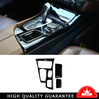 Middle Console Gear Shift Panel Trim Fit For BMW 5 Series 2011-2017 Bright Black