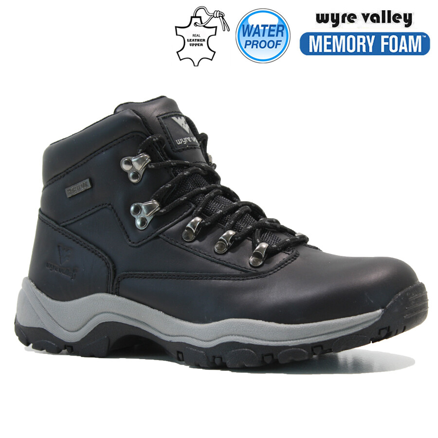 MENS WATERPROOF BOOTS LEATHER MEMORY FOAM WALKING HIKING ANKLE TRAINERS SHOES image 9