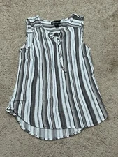 I.N. Studio Womens Shirt Size Small Multicolor Striped Keyhole Lightweight Flowy