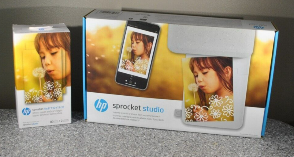 HP Sprocket Studio Digital Photo Printer Bundle Instant 4x6 Paper + Extra!  NIB!