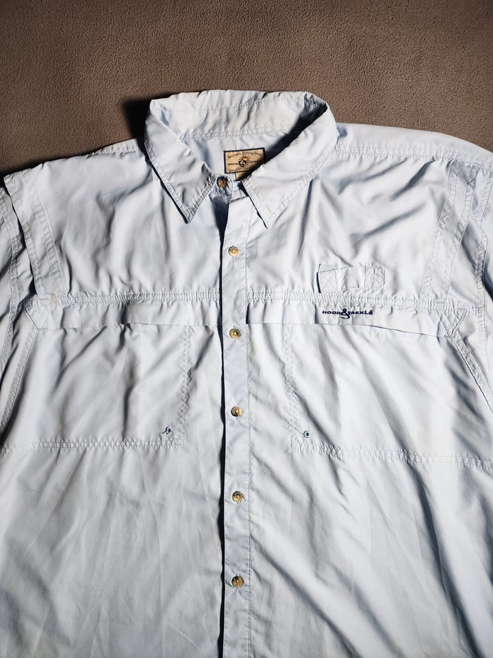 Hook & Tackle Shirt Mens XL Blue Short Sleeve Button Up Technical Fishing Gear - Image 2 of 4