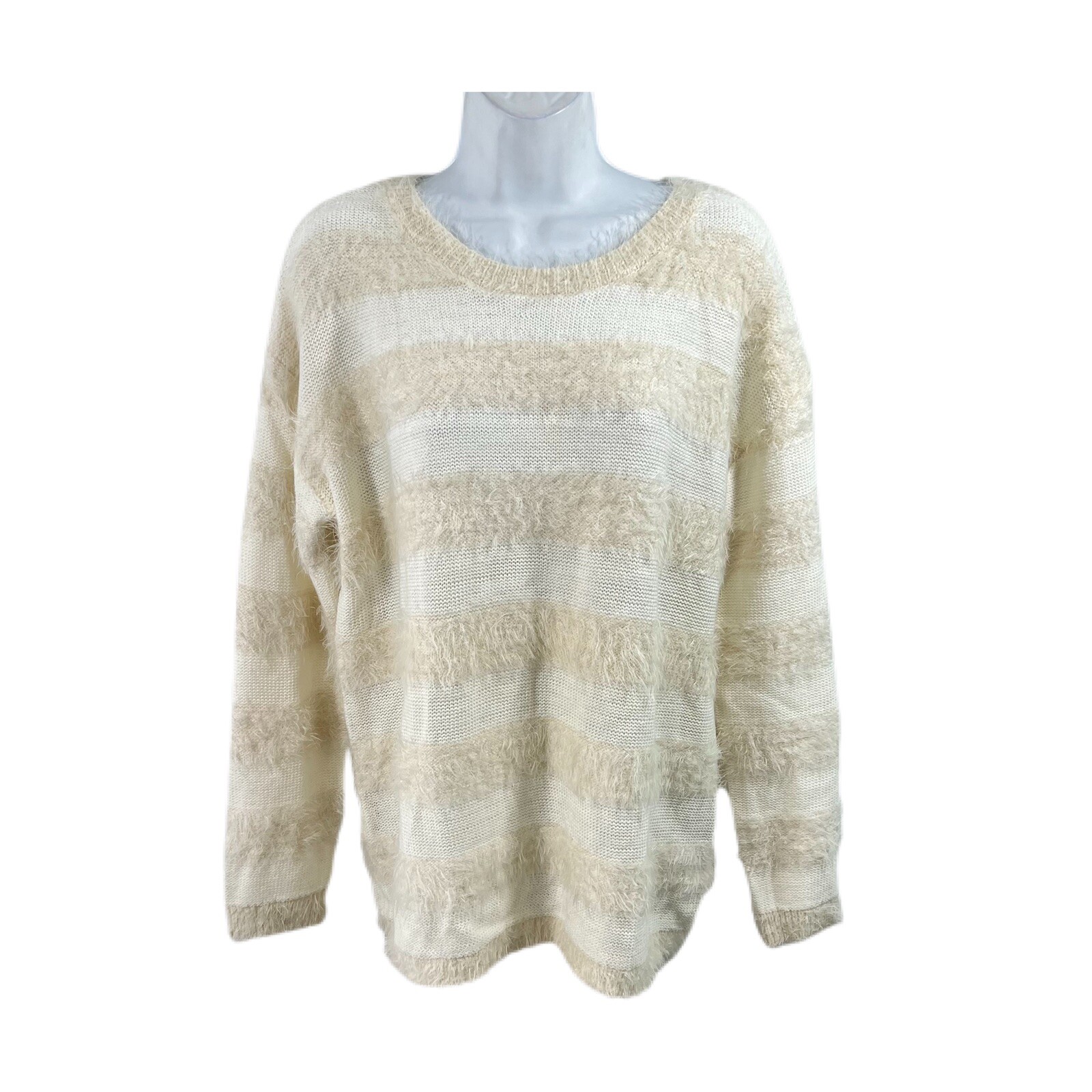 Eyelash Sweater Pull Over Cream Stripe 