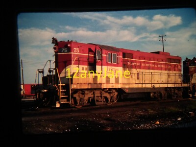 HZ12 35MM TRAIN SLIDE Photo Engine Locomotive TH&B 75, AGINCOURT, ONT 1982