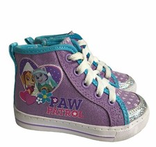 Paw Patrol Purple High Top Sneaker Shoes Baby Toddler 6 Lavender Side Zip