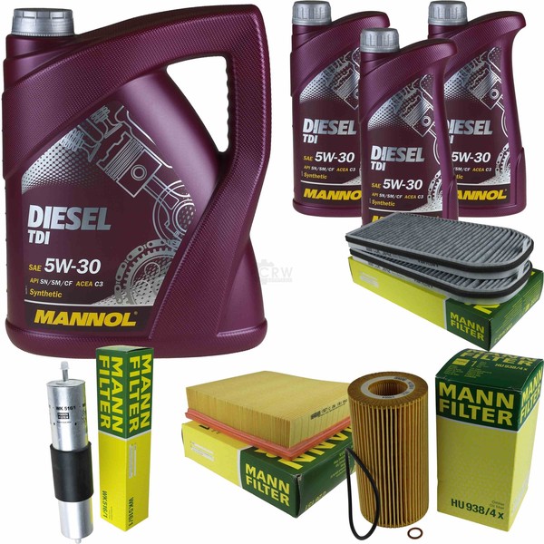 Motor-ÖL 8L Mannol Diesel Tdi 5W-30+MANN-FILTER Filterpaket FüR Bmw 7Er E38 730-image