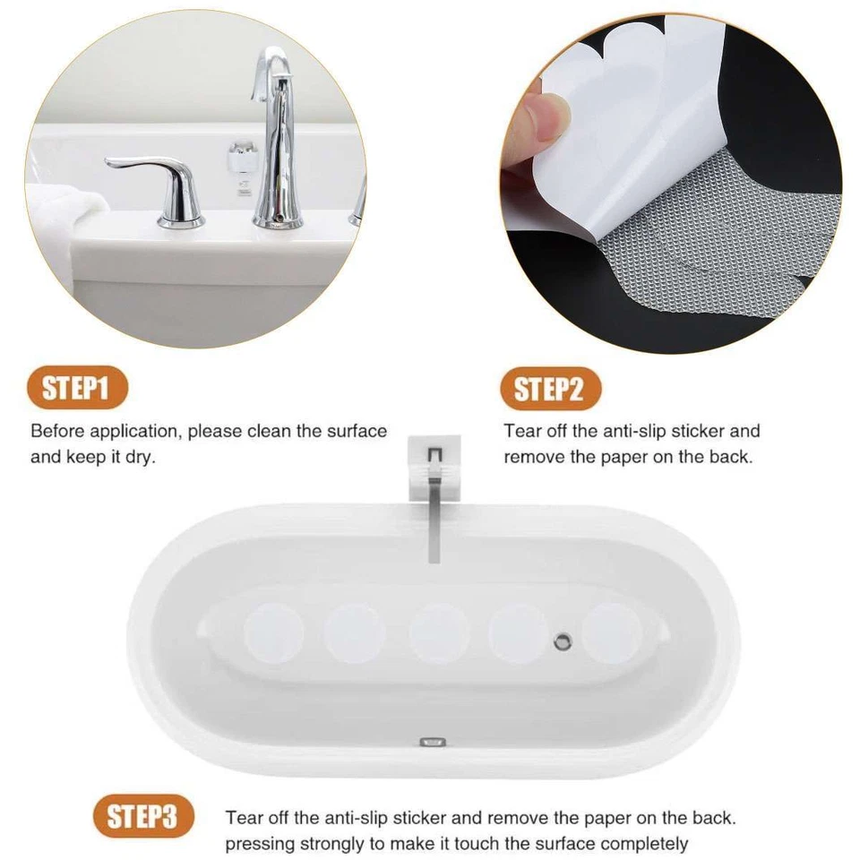 Juego de 24 pegatinas antideslizantes para bañera ducha tiras antideslizantes hogar pegatinas antideslizantes EE. UU. Foto 4 de 4