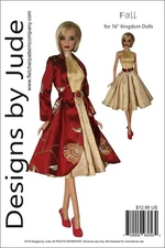 Fall Dress & Coat Doll Clothes Sewing Pattern for 16" Kingdom Dolls