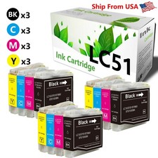 12PK LC51 Ink Cartridge for Brother MFC-230C MFC-240C MFC-465CN DCP-540CN