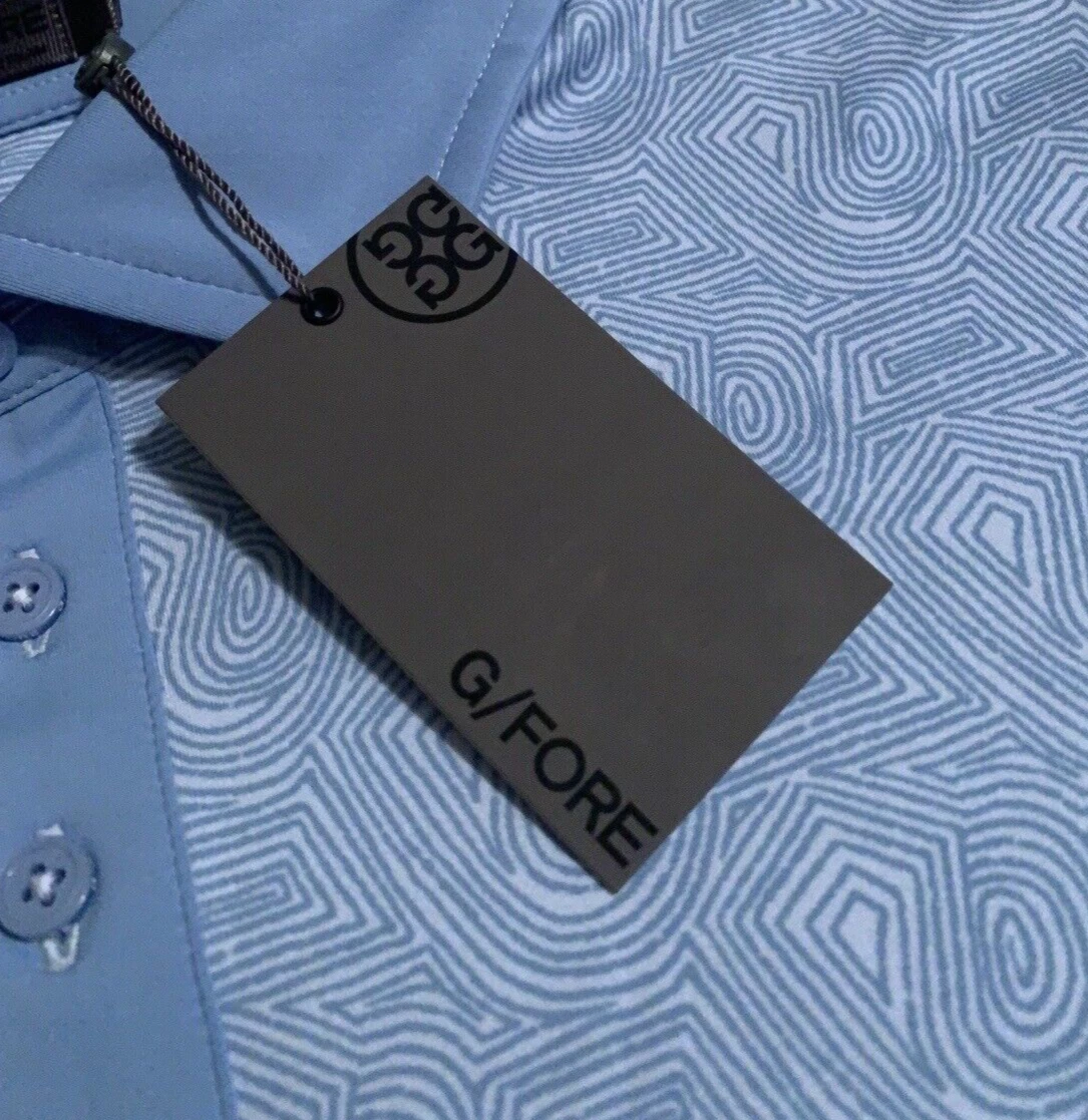 NEW G/Fore G4 Men's Size XL Blue Abstract Spiral Tech Jersey Golf Polo Shirt