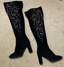 Brand New Lk Bennett Size 41 ‘kassandra’ Black Suede Over The Knee Boots