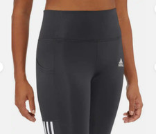 adidas Ladies' 7/8 3-Stripe Active Tight High Waisted-ED6990 CARBON M NWT