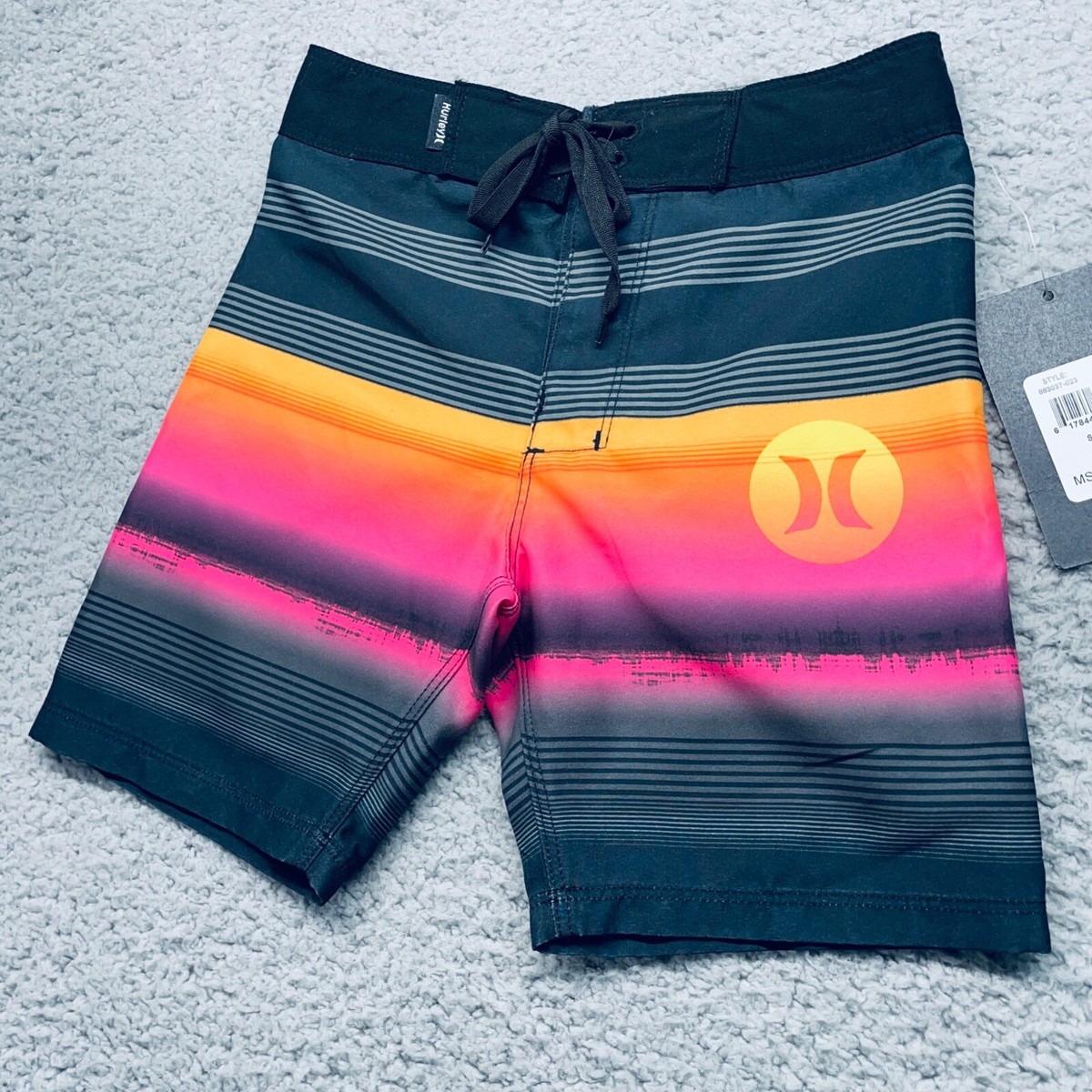 Hurley Board Shorts ColorBlock Black Pink Swim Surf Trunks Stretch