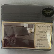 Elegant Comfort Egyptian Cotton Twin/Twin XL Gray 4 Pc Sheet Set 1500 Thread New