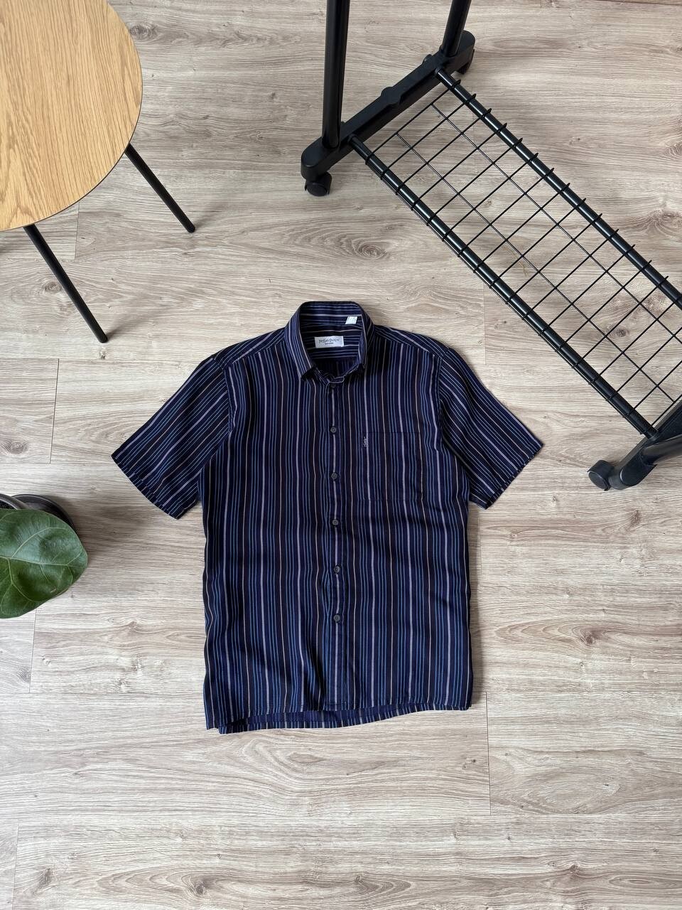 Camicia vintage Yves Saint Laurent YSL a righe manica corta uomo taglia M