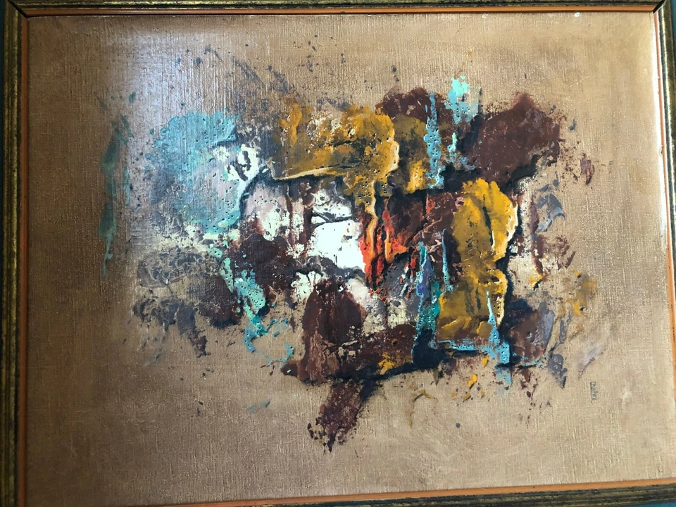 Ludek Pesek Arte Original ESPACIO VINTAGE Lienzo Abstracto Óleo National Geographic Foto 3 de 4