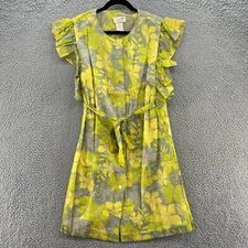 Vintage Carol Brent Dress Button Up Floral Ruffled 50s 60s Lined Sleeveless
