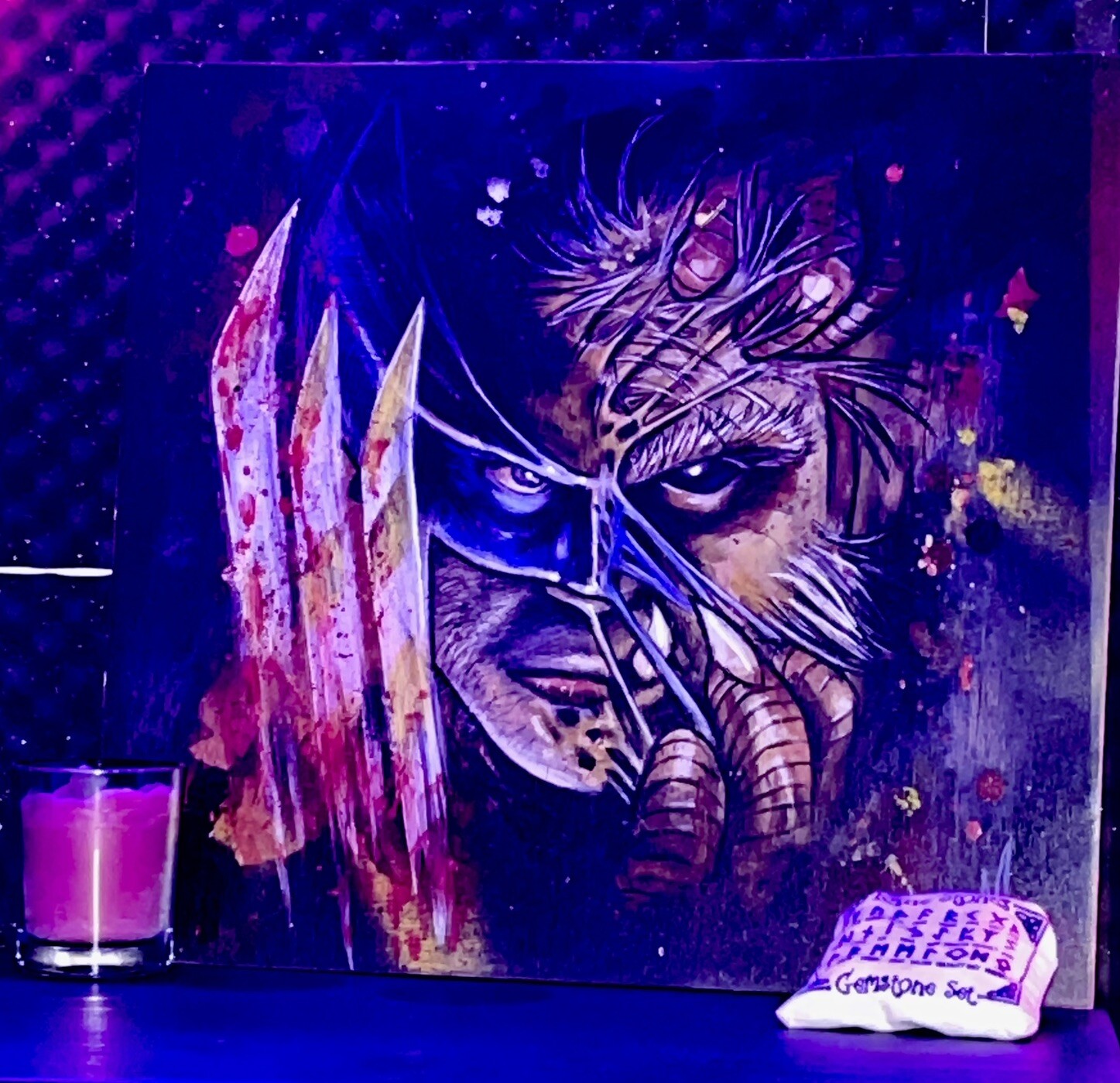 Mystische Malerei Wolverine Comic Einzigartig Heim Dekor Wand Kunstwerk Holz Öl