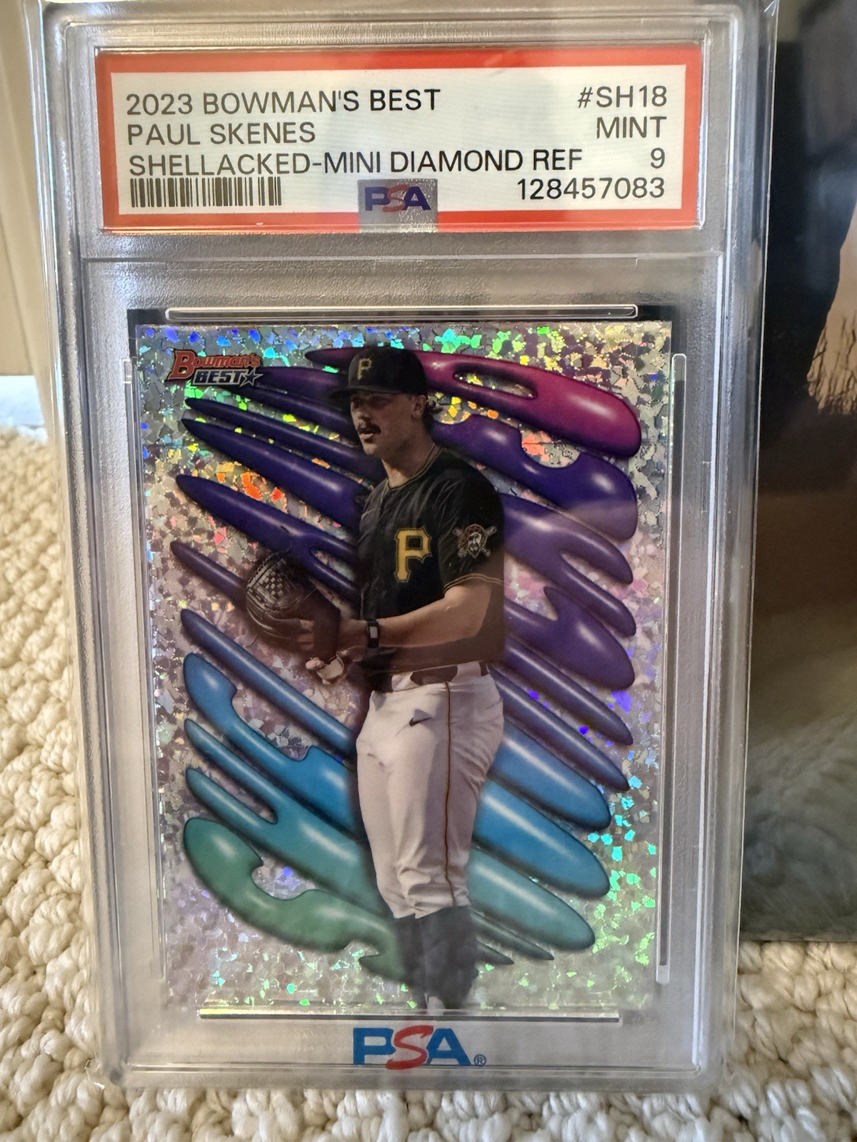 2023 Bowman's Best Shellacked Mini Diamond #SH18 Paul Skenes RC Rookie PSA 9 view 1