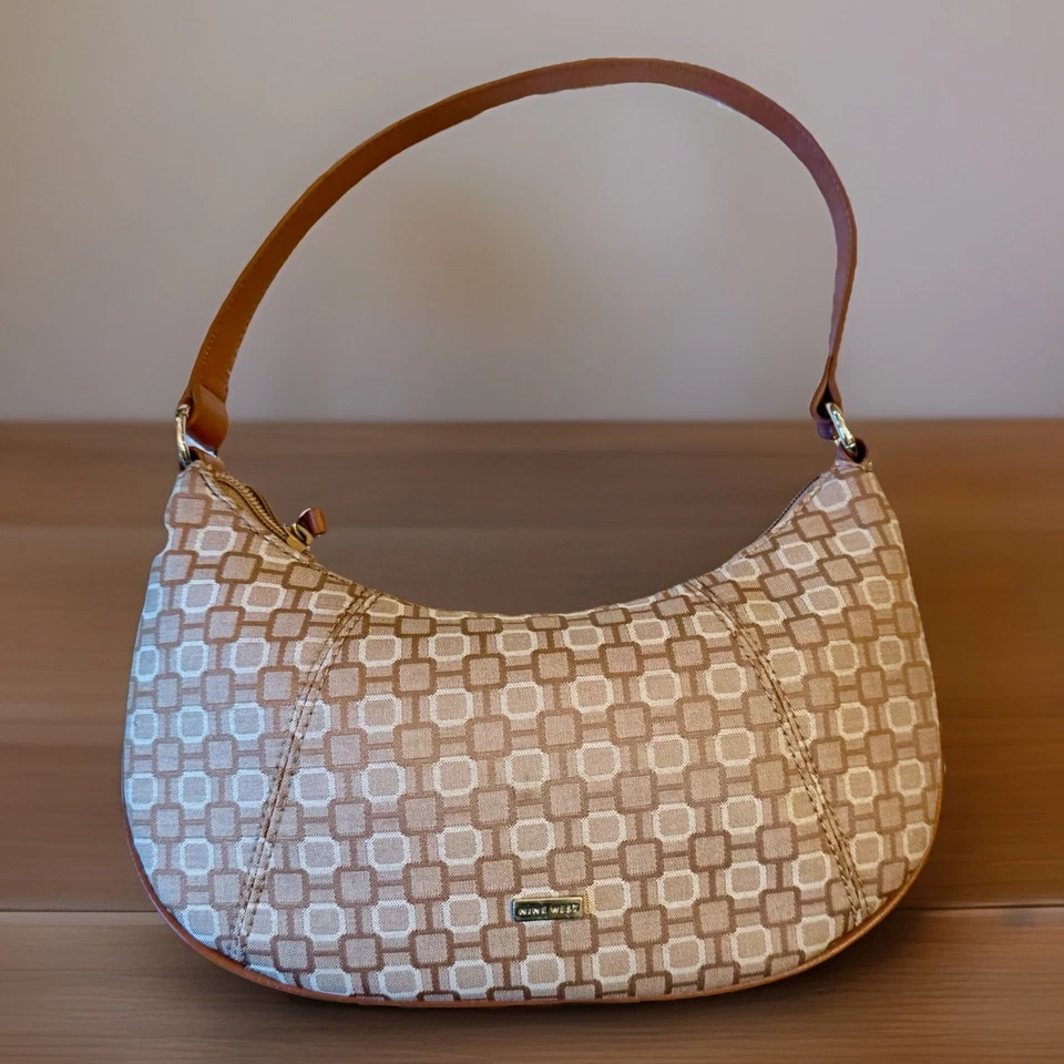 De Colección Años 90 Y2K Mini Baguette Bolso de Hombro Cartera Marrón Bronceado Nine West Preppy Aughts Foto 4 de 4