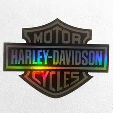 Harley-Davidson Black Holographic Decal – Waterproof Vinyl Sticker 4x3.5 in