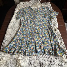 Faithfull the Brand 8 Blue Yellow Floral Spring Summer Lightweight Mini Dress