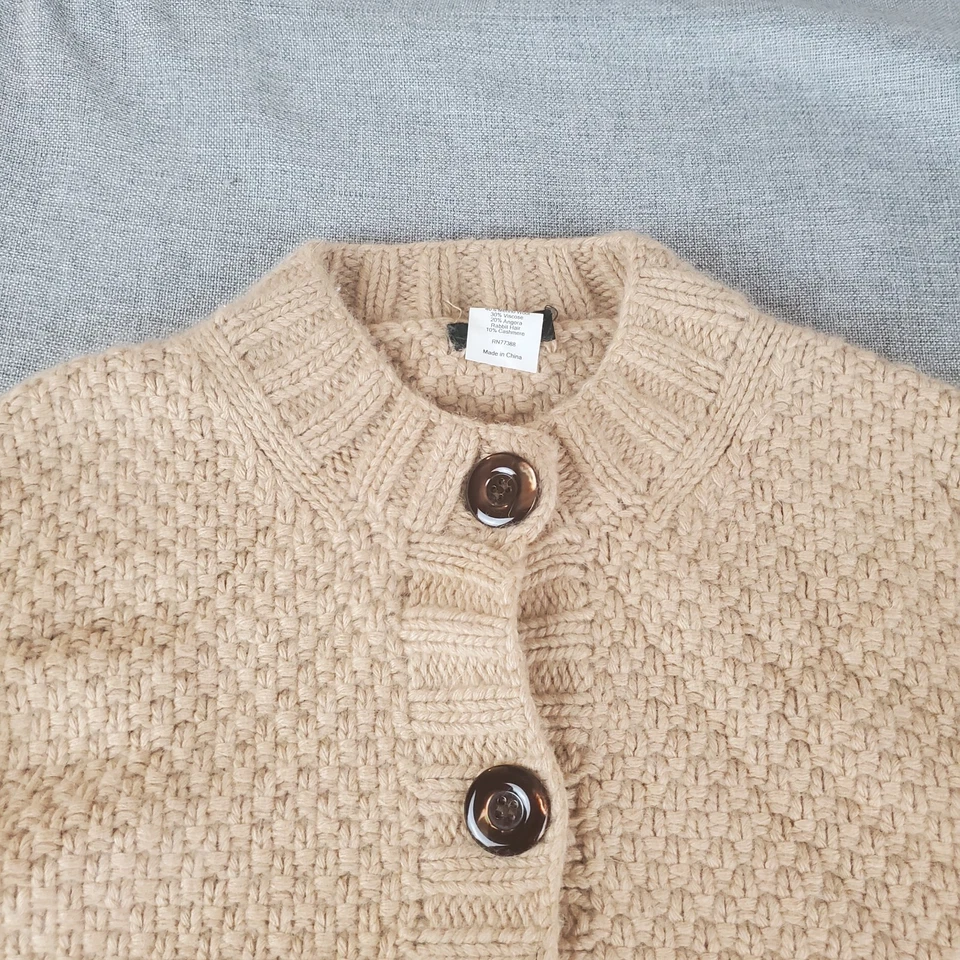J Crew Sweater Womens Small Beige Wool Cashmere Angora Cardigan Belted Pockets - Image 4 of 4