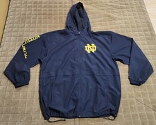 CHAMPION UNIVERSITY OF NOTRE DAME HOODED WINDBREAKER FULL ZIP SIZE XX-LARGE BLUE